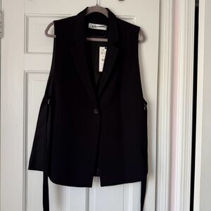Zara Black Vest Top With Open Sides Size Medium NWT